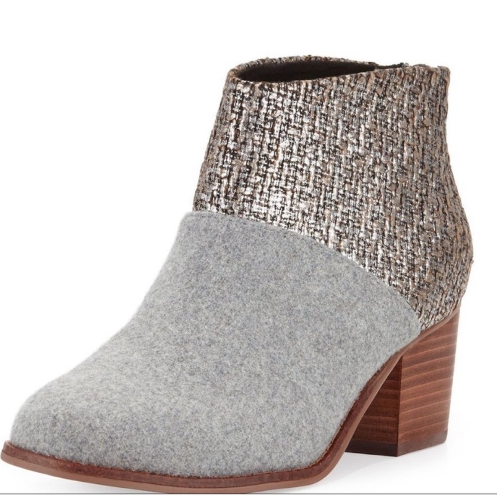 Toms Gray and Silver Ankle Booties